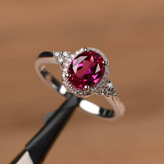 Sterling Silver Pink Gemstone Wedding Ring For Women