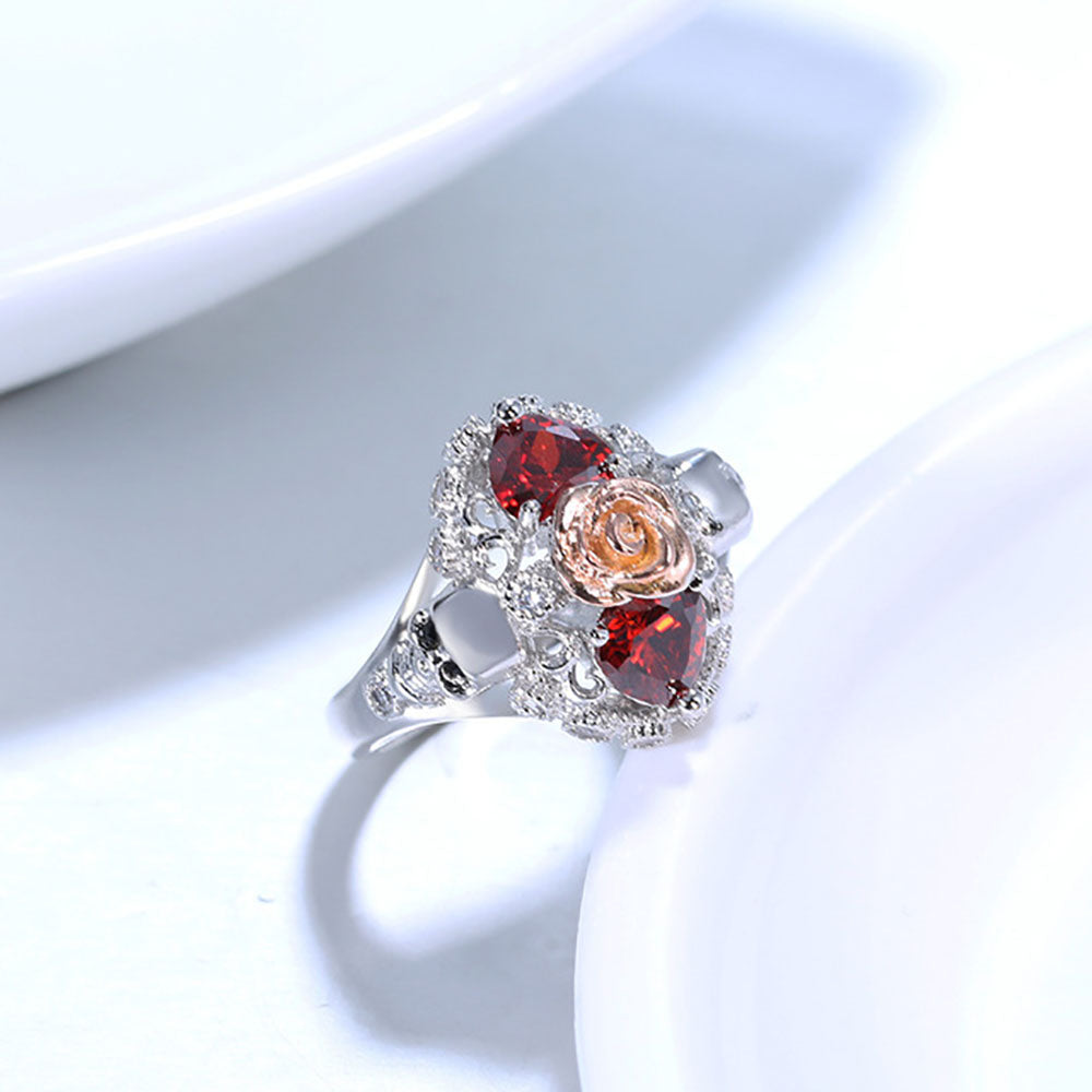 Silver Skull Diamond Gothic Wedding Ring For Women