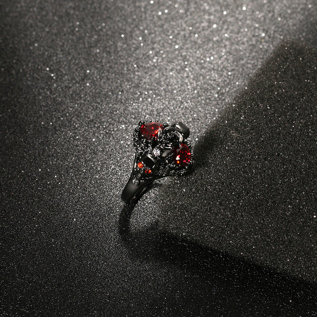 Silver Skull Diamond Gothic Wedding Ring For Women
