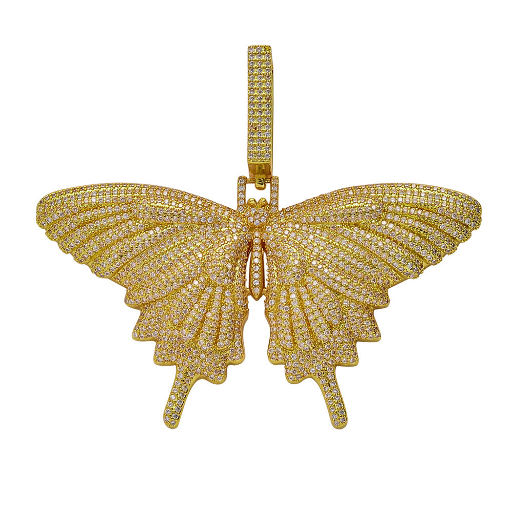 Moissanite Iced Out Butterfly 14mm Cuban Link Chain