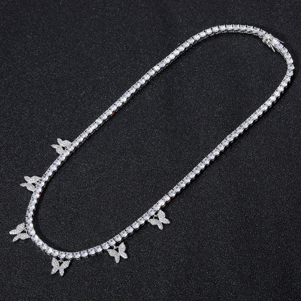 Moissanite Iced Out Butterfly Tennis Chain