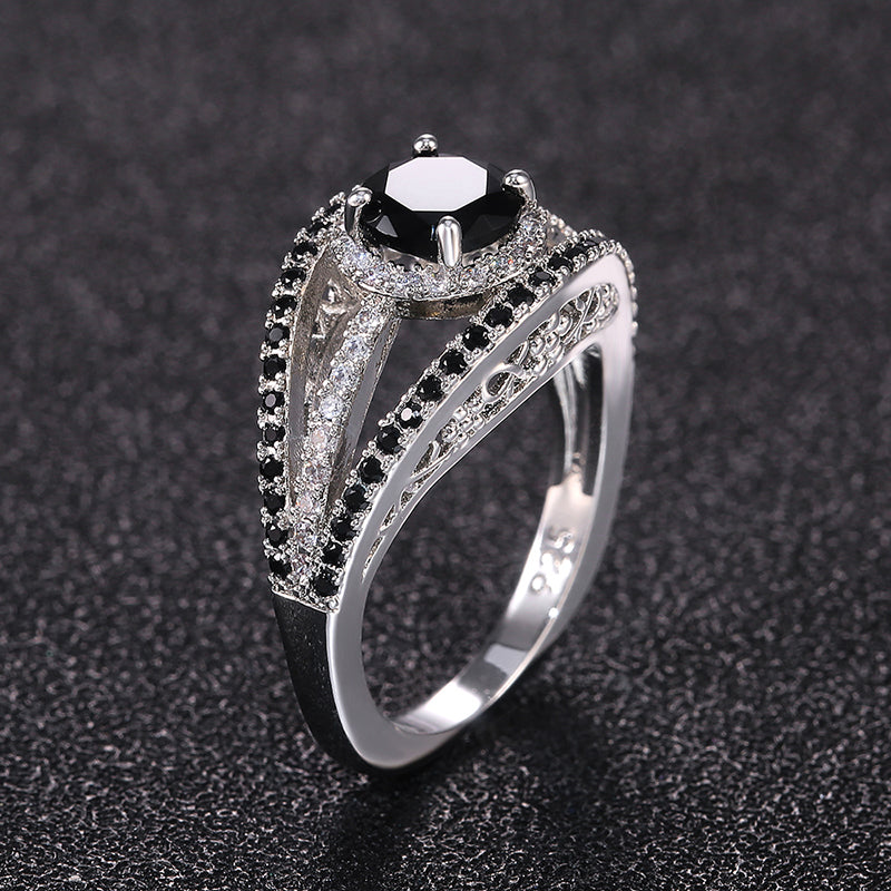 Black Stone Ring “Eye” Shape  For Women