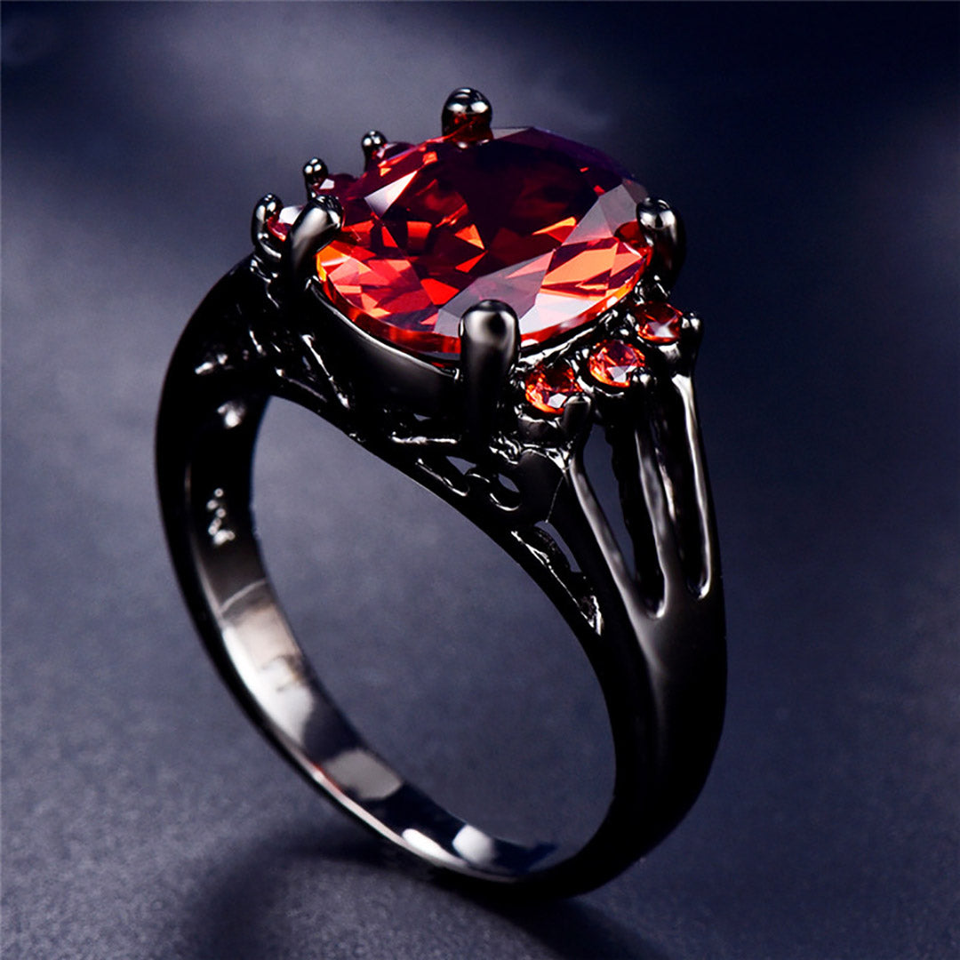 Sterling Silver Red/Purple Gemstone Ring For Women
