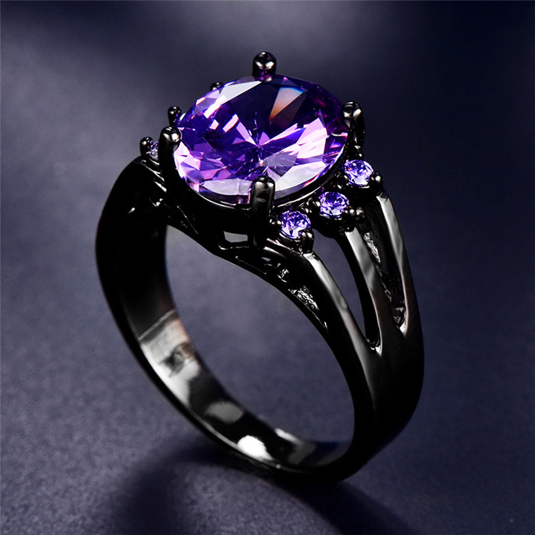 Sterling Silver Red/Purple Gemstone Ring For Women