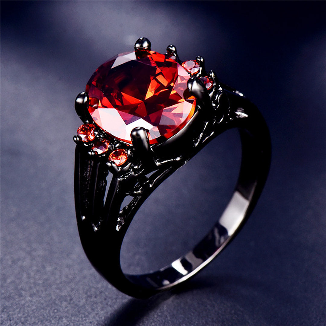 Sterling Silver Red/Purple Gemstone Ring For Women