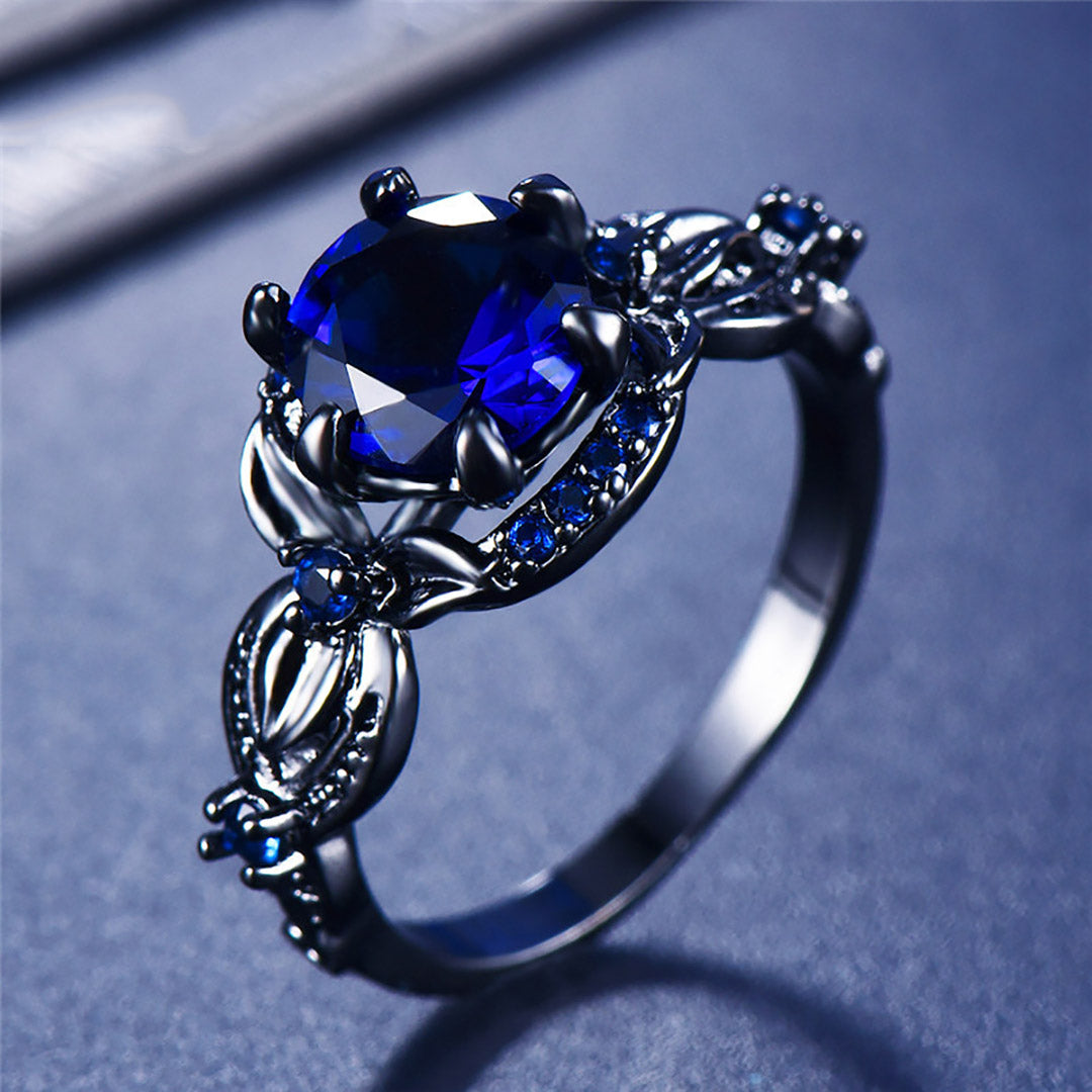 Sterling Silver Female Round Flower Ring With Big Gemstone