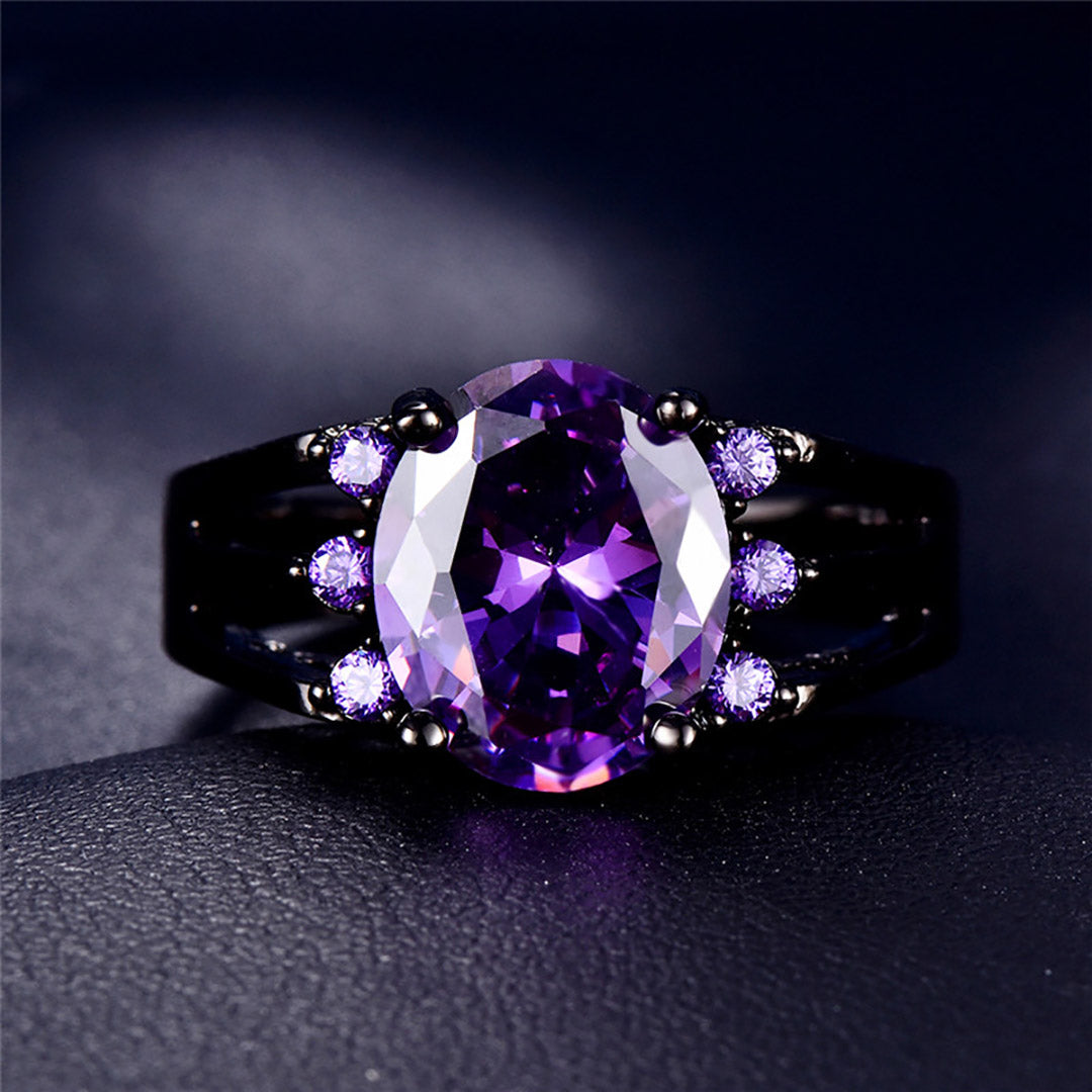 Sterling Silver Red/Purple Gemstone Ring For Women