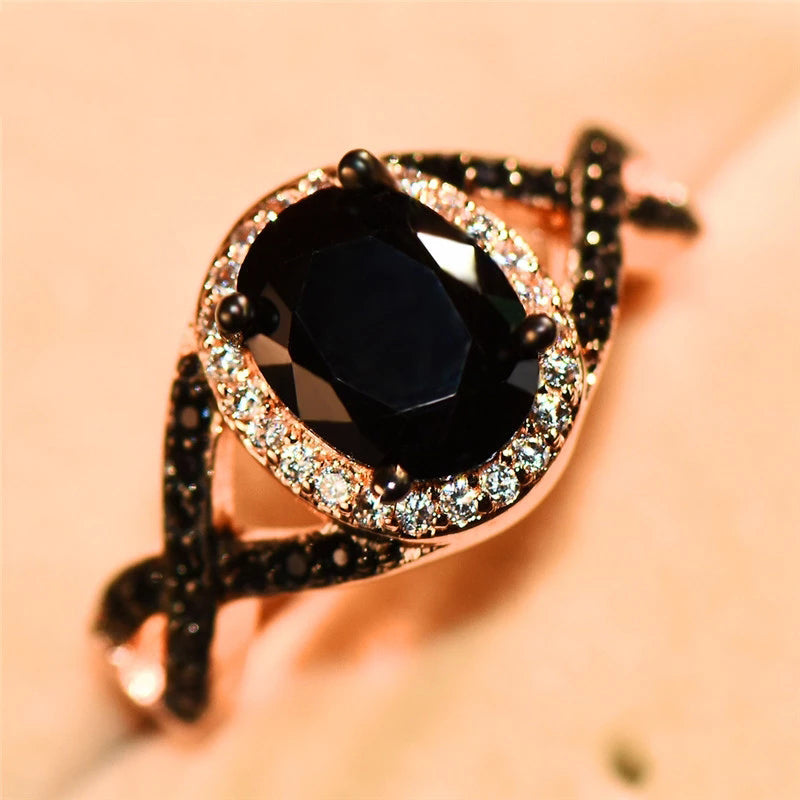 Big Oval Stone Rings For Women Rose Gold Gift For Mother ,Wife or Girlfriend