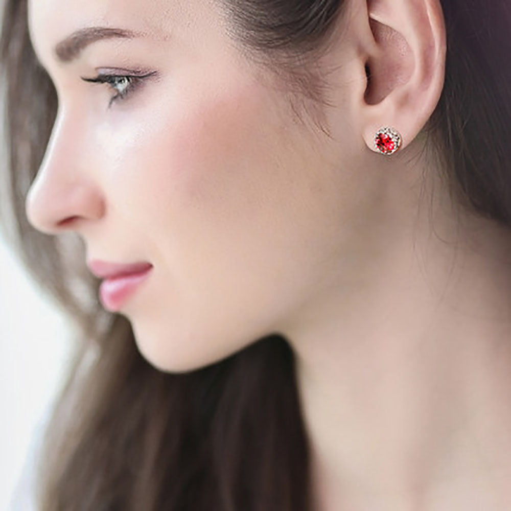 Sterling Silver Gemsstone Stud Earrings For Women