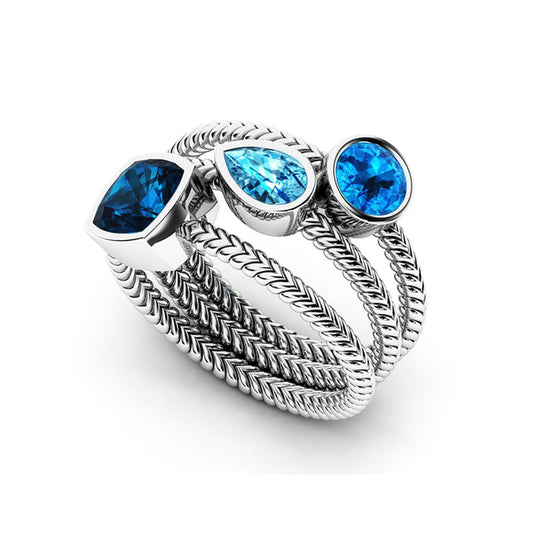Sterling Silver Gothic Engagement Ring For Women 3Pcs/set