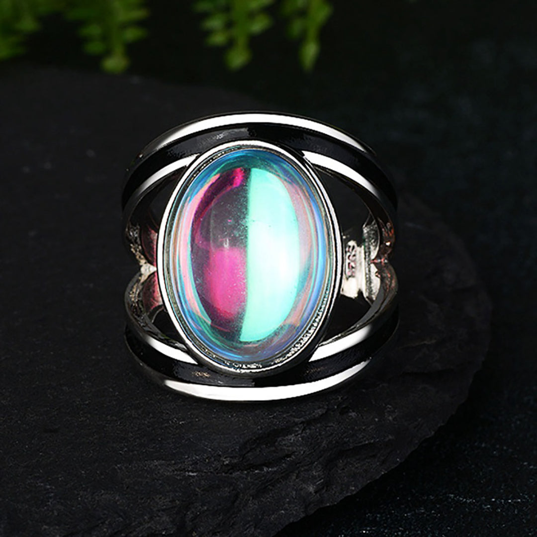Sterling Silver Gothic Big Moonstone Ring For Women Engagement Ring