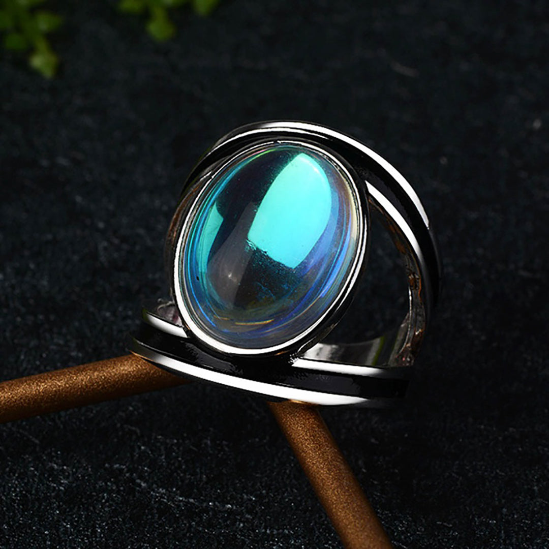 Sterling Silver Gothic Big Moonstone Ring For Women Engagement Ring