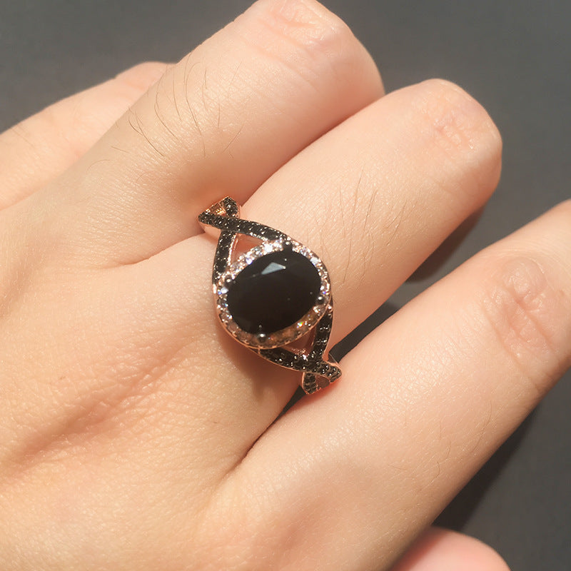 Big Oval Stone Rings For Women Rose Gold Gift For Mother ,Wife or Girlfriend